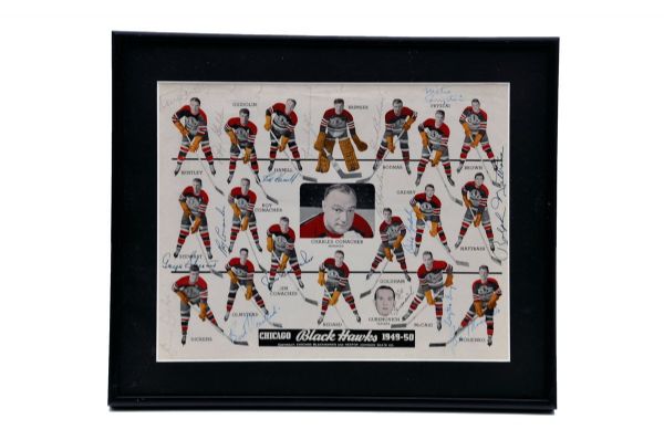 Chicago Black Hawks 1949-50 Team-Signed Framed Photo Montage