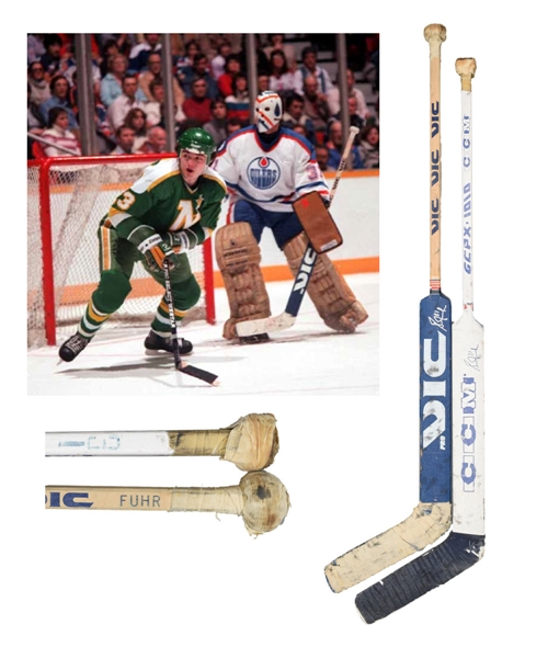 Grant Fuhrs 1980s Edmonton Oilers Signed Game-Used Stick Collection of 2
