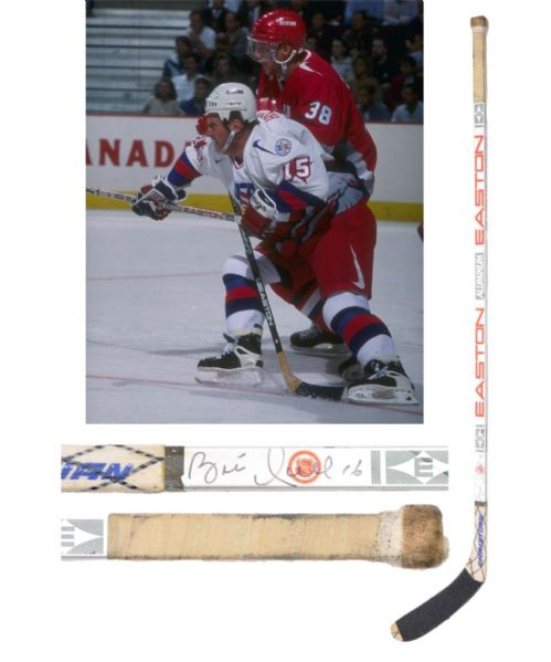 Brett Hulls 1996 World Cup Team USA Easton Aluminium Signed Game-Used Stick