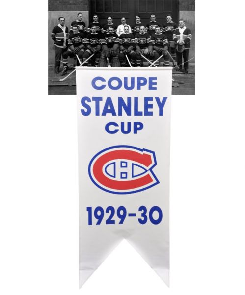 Montreal Canadiens 1929-30 Stanley Cup Banner from 1996 Montreal Forum Auction with COA
