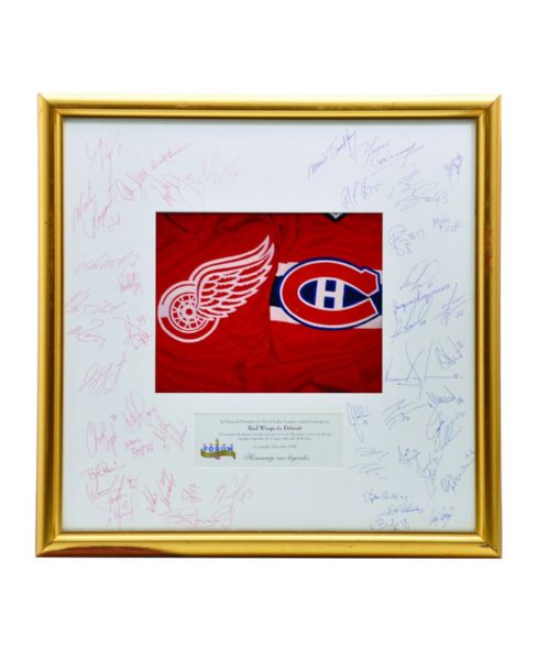 Montreal Canadiens and Detroit Red Wings Team-Signed Framed Display from 1996 Montreal Forum Auction with COA (20" x 20")