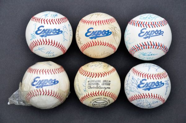Montreal Expos 1990s Team-Signed Ball Collection of 5 Plus 1972 Atlanta Braves <br>Team-Signed Ball