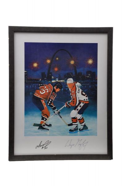 1988 NHL All-Star Game Signed Gretzky and Lemieux Framed Lithograph Plus Mario Lemieux Signed Pittsburgh Penguins Jersey