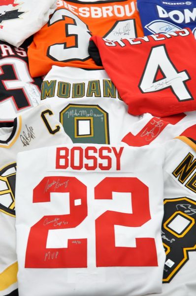 Hall of Famers and Star Signed Hockey Jersey Collection of 10 with Neely, Yzerman, Bourque and Modano