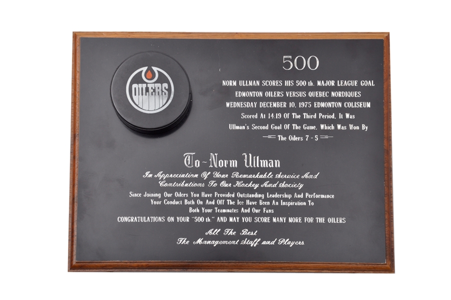 Norm Ullmans 500th Goal Memorabilia Collection