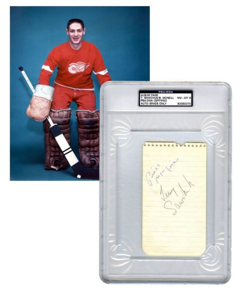Deceased HOFer Terry Sawchuk Detroit Red Wings Signed Album Page - PSA/DNA