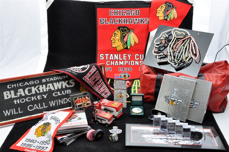 Massive Chicago Black Hawks Man-Cave Collection