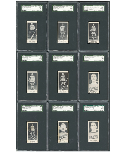 1926 Dominion Chocolate Athletic Stars SGC-Graded Multi-Sport Card Starter Set (39/60) + Extra Card - Including 9 Hockey Cards
