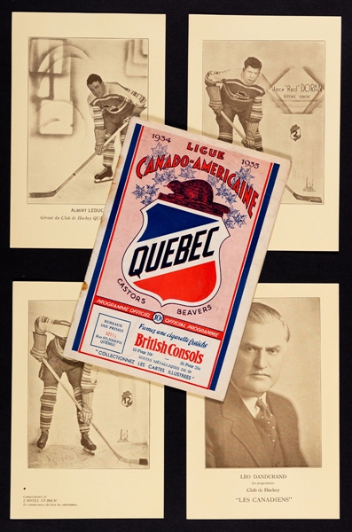 Quebec Castors (Beavers) Canadian–American Hockey League 1934-35 Program Insert Collection of 41 