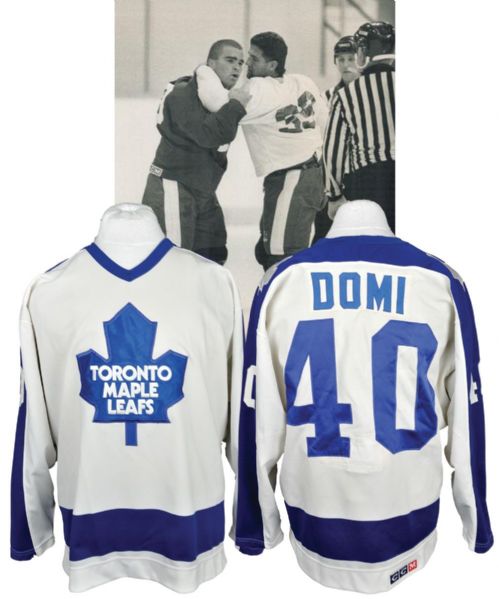 Tie Domis 1989-90 Toronto Maple Leafs Game-Worn Rookie Jersey, Leafs CCM Game-Worn Gloves and Jets Signed Game-Used Stick with LOAs