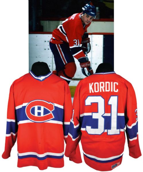 John Kordics Circa 1987-88 Montreal Canadiens Game-Worn Jersey with LOA <br>- Team Repairs!