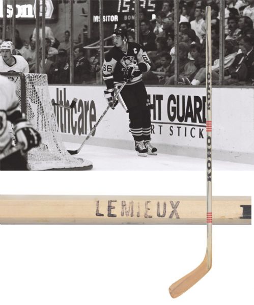 Mario Lemieuxs Late-1980s Pittsburgh Penguins Game-Issued Stick
