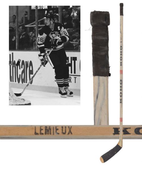 Mario Lemieuxs Late-1980s Pittsburgh Penguins Signed Koho Game-Used Stick