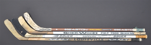 Washington Capitals Signed Game-Used Stick Collection of 4 with Hatcher and Ciccarelli