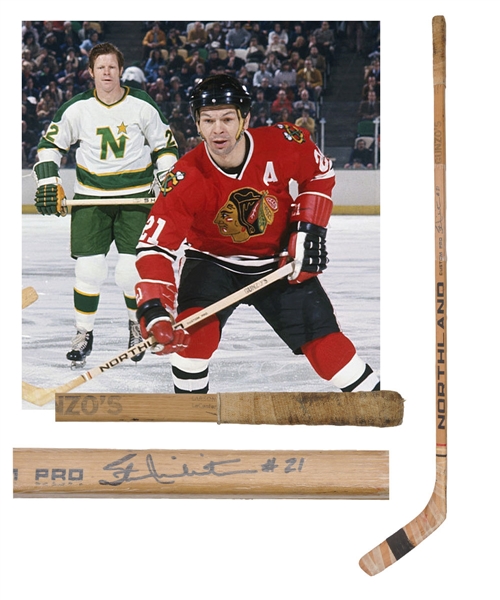 Stan Mikitas Early-1970s Chicago Black Hawks Signed Northland Game-Used Stick
