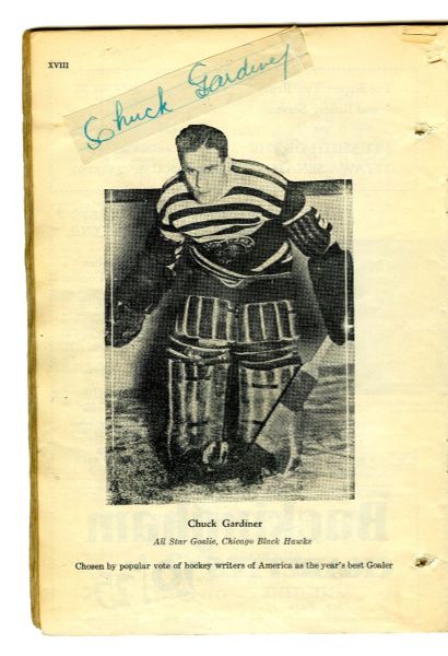 Deceased Hall of Famer Charlie "Chuck" Gardiner Signed 1930 Hockey Program