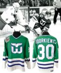 Peter Sidorkiewiczs 1991-92 Hartford Whalers Game-Worn Away Jersey with 75th Patch <br>- Photo-Matched!