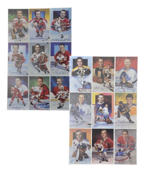 1992-94 Doug West "Legends of Hockey Series 1-3" 54-Postcard Set with 25 Signed Including 10 Deceased HOFers