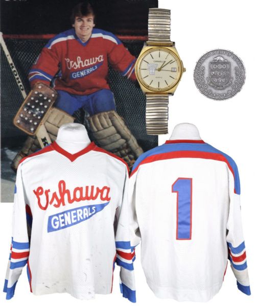 Peter Sidorkiewiczs Circa 1983-84 Oshawa Generals Game-Worn Jersey and Memorabilia / Awards Collection