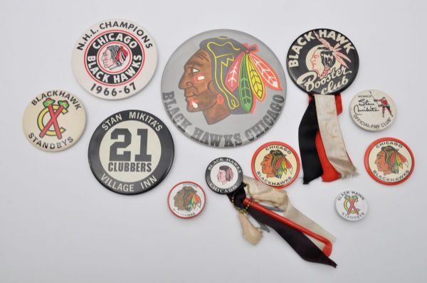 Vintage Hockey and Baseball Pinback Button Collection of 113