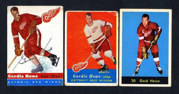 Gordie Howe 1954-1968 Topps and Parkhurst Hockey Card Collection of 5