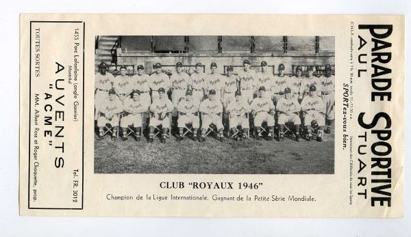 1946 Montreal Royals Baseball Club Parade Sportive Team Picture with Jackie Robinson