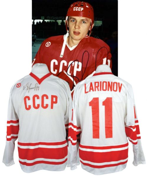 Igor Larionovs Late-1980s Russian National Team / CCCP Signed Game-Worn Jersey