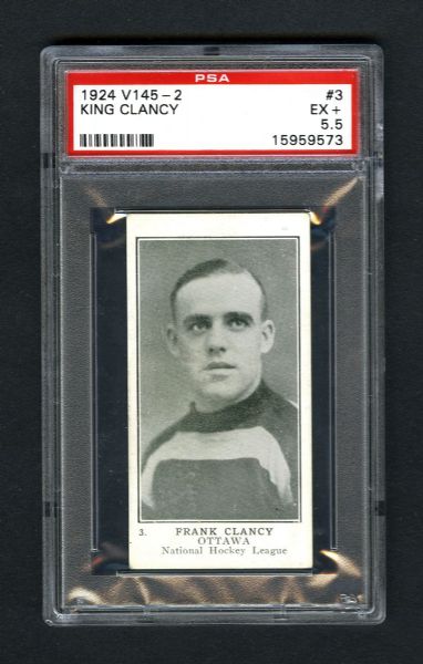 1924-25 William Patterson V145-2 Hockey Card #3 HOFer Frank "King" Clancy - Graded PSA 5.5