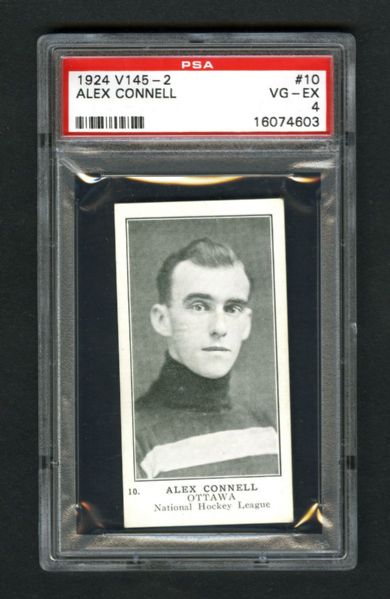 1924-25 William Patterson V145-2 Hockey Card #10 HOFer Alex "The Ottawa Fireman" Connell RC - Graded PSA 4