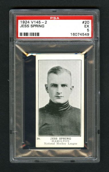 1924-25 William Patterson V145-2 Hockey Card #20 Jesse Spring - Graded PSA 5 - Highest Graded!