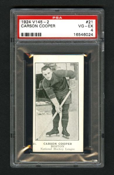 1924-25 William Patterson V145-2 Hockey Card #21 Carson "Shovel Shot" Cooper RC - Graded PSA 4 - Highest Graded!