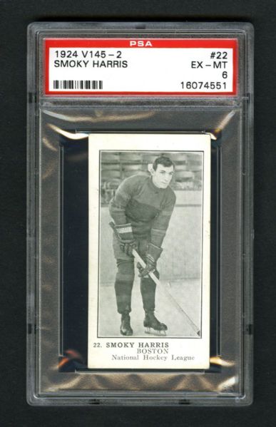 1924-25 William Patterson V145-2 Hockey Card #22 Thomas "Smokey" Harris RC - Graded PSA 6 - Highest Graded!