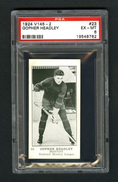 1924-25 William Patterson V145-2 Hockey Card #23 Fern "Gopher" Headley RC - Graded PSA 6 - Highest Graded!