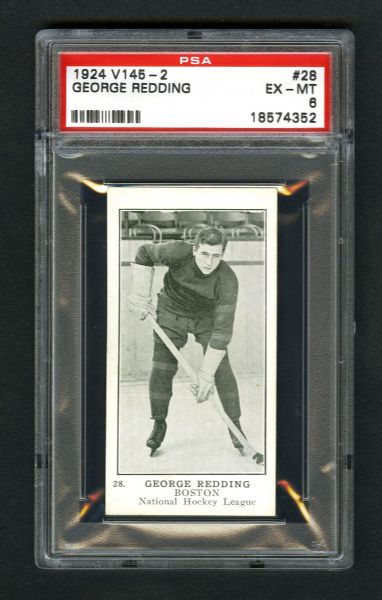 1924-25 William Patterson V145-2 Hockey Card #28 George "Shorty" Redding RC - Graded PSA 6