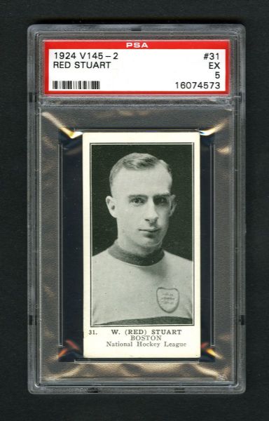 1924-25 William Patterson V145-2 Hockey Card #31 William "Red" Stuart - Graded PSA 5 - Highest Graded!