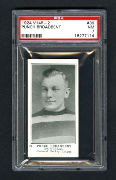 1924-25 William Patterson V145-2 Hockey Card #39 HOFer Harry "Punch" Broadbent - Graded PSA 7 - Highest Graded!