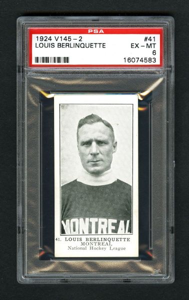 1924-25 William Patterson V145-2 Hockey Card #41 Louis Berlinquette RC - Graded PSA 6 - Highest Graded!