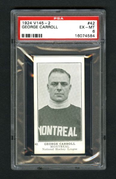 1924-25 William Patterson V145-2 Hockey Card #42 George Carroll RC - Graded PSA 6