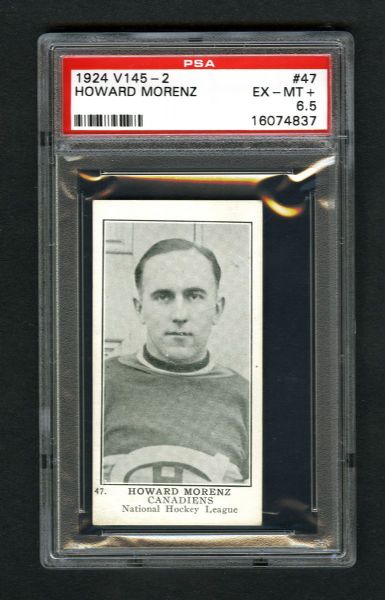 1924-25 William Patterson V145-2 Hockey Card #47 HOFer Howie "The Stratford Streak" Morenz - Graded PSA 6.5 - Highest Graded!