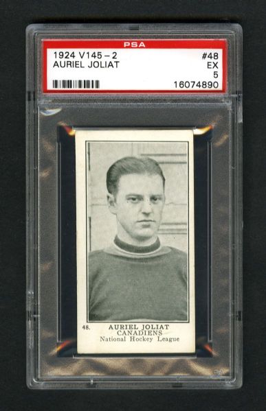 1924-25 William Patterson V145-2 Hockey Card #48 HOFer Aurele "Mighty Atom" Joliat - Graded PSA 5