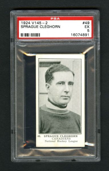 1924-25 William Patterson V145-2 Hockey Card #49 HOFer Sprague "Peg" Cleghorn - Graded PSA 5