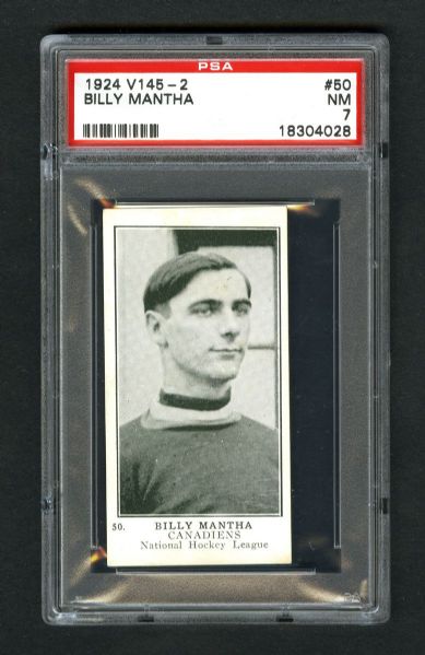 1924-25 William Patterson V145-2 Hockey Card #50 Billy Mantha RC - Graded PSA 7