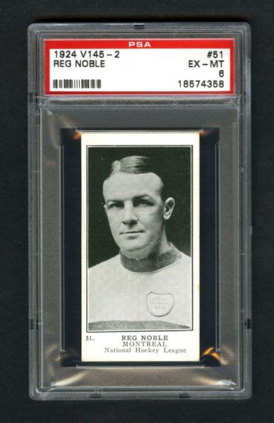 1924-25 William Patterson V145-2 Hockey Card #51 HOFer Reginald "Reg" Reg Noble - Graded PSA 6 - Highest Graded!