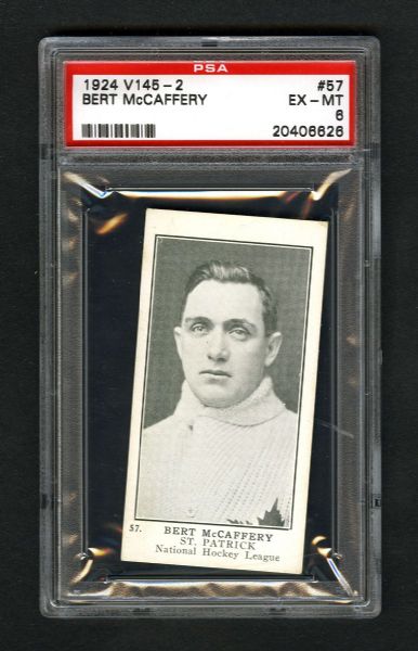 1924-25 William Patterson V145-2 Hockey Card #57 Bert McCaffery RC - Graded PSA 6 - Highest Graded!