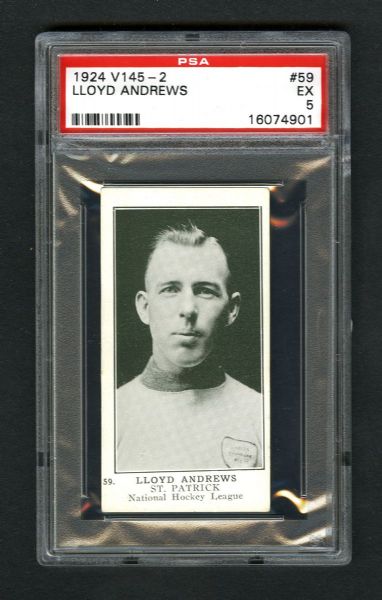 1924-25 William Patterson V145-2 Hockey Card #59 Lloyd "Schrimp" Andrews - Graded PSA 5