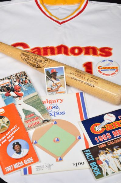 1985 Calgary Cannons Inaugural Season Game-Worn Jersey and Memorabilia Plus 1982 Calgary Expos Game-Used Team Bat