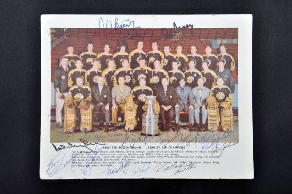 Boston Bruins 1969-70 Stanley Cup Champions Team-Signed Picture with Orr and Esposito