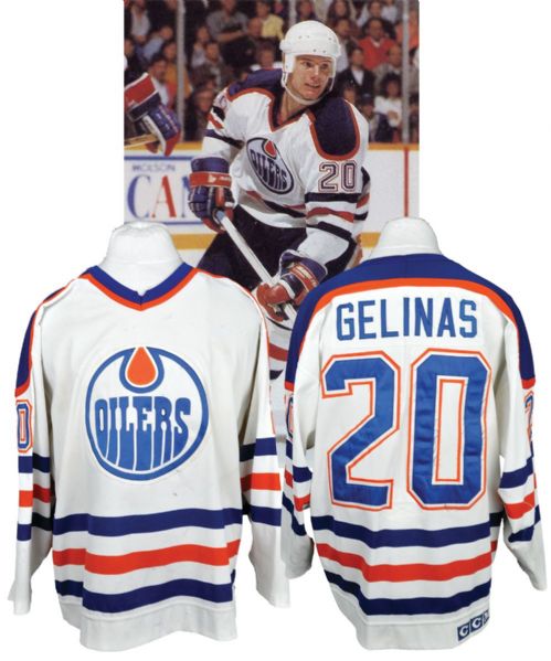 Martin Gelinas 1989-90 Edmonton Oilers Game-Worn Jersey - Team Repairs!
