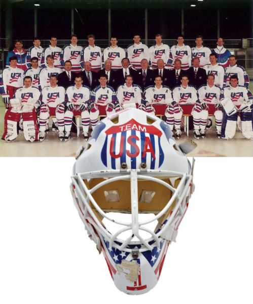 Ray LeBlancs 1991-92 Team USA Game-Worn Goalie Mask