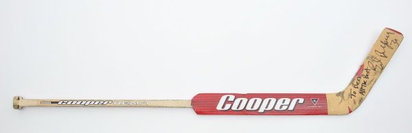 Ed Belfours Mid-1990s Chicago Black Hawks Signed Cooper Game-Used Stick